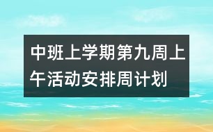 中班上學(xué)期第九周上午活動(dòng)安排（周計(jì)劃）