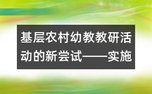 基層農(nóng)村幼教教研活動的新嘗試――實施《綱要》的點滴體會