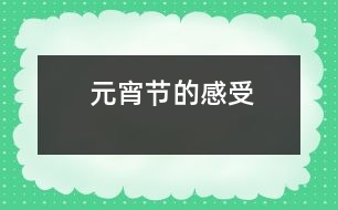 元宵節(jié)的感受