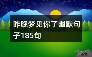 昨晚夢見你了幽默句子185句