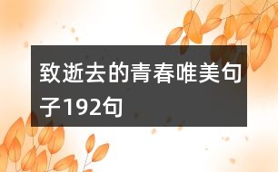 致逝去的青春唯美句子192句