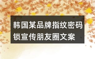 韓國某品牌指紋、密碼鎖宣傳朋友圈文案33句