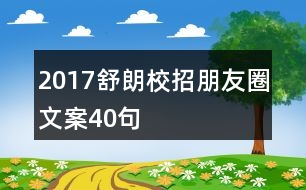 2017舒朗校招朋友圈文案40句