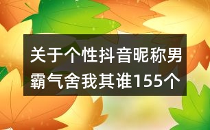 關于個性抖音昵稱男霸氣舍我其誰155個