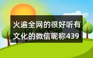 火遍全網(wǎng)的很好聽有文化的微信昵稱439個