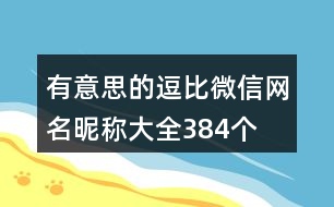 有意思的逗比微信網(wǎng)名昵稱大全384個