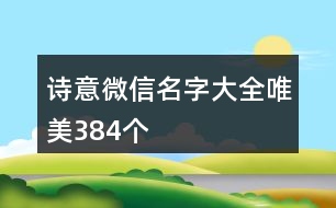 詩意微信名字大全唯美384個