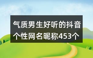 氣質(zhì)男生好聽的抖音個性網(wǎng)名昵稱453個