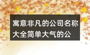 寓意非凡的公司名稱大全,簡(jiǎn)單大氣的公司名稱怎么取456個(gè)