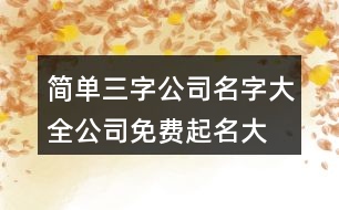 簡單三字公司名字大全,公司免費(fèi)起名大全438個