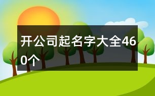 開公司起名字大全460個