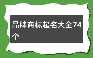 品牌商標(biāo)起名大全74個(gè)