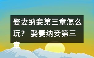 娶妻納妾第三章怎么玩？ 娶妻納妾第三章攻略