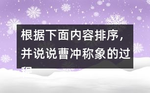 根據下面內容排序，并說說曹沖稱象的過程？