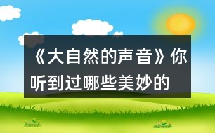 《大自然的聲音》你聽到過哪些“美妙的聲音”？試著些幾句話和同學(xué)交流，如，“鳥兒是大自然的歌手……”“廚房是一個音樂廳……”。