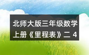 北師大版三年級(jí)數(shù)學(xué)上冊(cè)《里程表》（二） 4.趙叔叔每天騎摩托車上下班，他這一周每天行駛的里程如下。 (1) 趙叔叔這五天一共行駛了多少千米? (2)星期一早上出發(fā)時(shí)里程表的讀數(shù)是632千米，算一算，趙