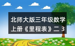 北師大版三年級數(shù)學上冊《里程表》（二） 3.淘氣一家開車去古都旅游。他家距古都1000千米，第一天行駛255千米，第二天行駛240千米，第三天行駛305千米。 (1) 三天共行駛多少千米? (2) 還