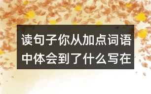 讀句子你從加點詞語中體會到了什么寫在下面的橫線上他們兩點四十分回到蜂窩里