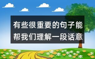 有些很重要的句子能幫我們理解一段話意思，試著從文中找出來