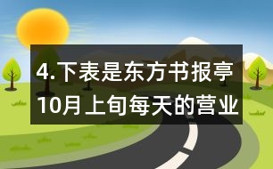 4.下表是東方書報(bào)亭10月上旬每天的營業(yè)額(單位:元)，你能估計(jì)出這個(gè)月上旬的總營業(yè)額嗎?