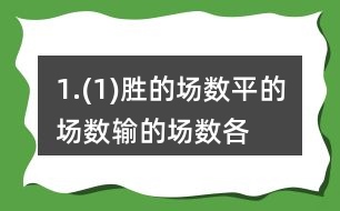 1.(1)勝的場(chǎng)數(shù)、平的場(chǎng)數(shù)、輸?shù)膱?chǎng)數(shù)各占總場(chǎng)數(shù)的幾分之幾? (2)用最簡(jiǎn)分?jǐn)?shù)表示，說一說你是怎樣約分的。 (3)請(qǐng)你再舉一個(gè)例子說明約分的過程，并與同伴交流。