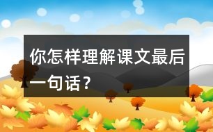 你怎樣理解課文最后一句話(huà)？