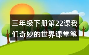 三年級(jí)下冊(cè)第22課我們奇妙的世界課堂筆記之段落劃分及大意