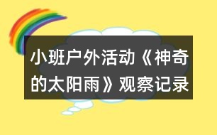 小班戶外活動(dòng)《神奇的太陽雨》觀察記錄反思