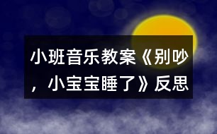 小班音樂教案《別吵，小寶寶睡了》反思