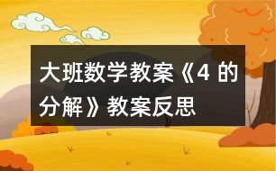 大班數(shù)學(xué)教案《4 的分解》教案反思