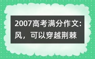 2007高考滿分作文:風，可以穿越荊棘