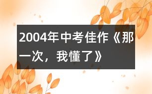 2004年中考佳作《那一次，我懂了》