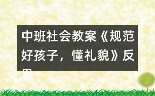 中班社會教案《規(guī)范好孩子，懂禮貌》反思