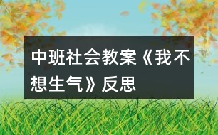 中班社會教案《我不想生氣》反思