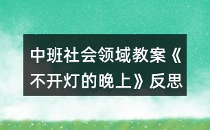 中班社會領域教案《不開燈的晚上》反思