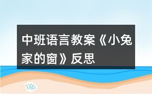 中班語言教案《小兔家的窗》反思