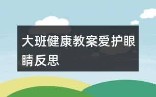 大班健康教案愛護(hù)眼睛反思