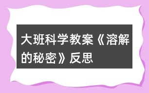 大班科學教案《溶解的秘密》反思