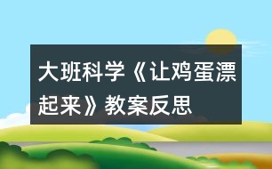 大班科學《讓雞蛋漂起來》教案反思