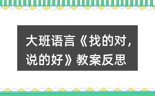 大班語(yǔ)言《找的對(duì)，說(shuō)的好》教案反思