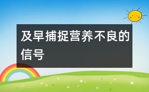 及早捕捉營養(yǎng)不良的信號